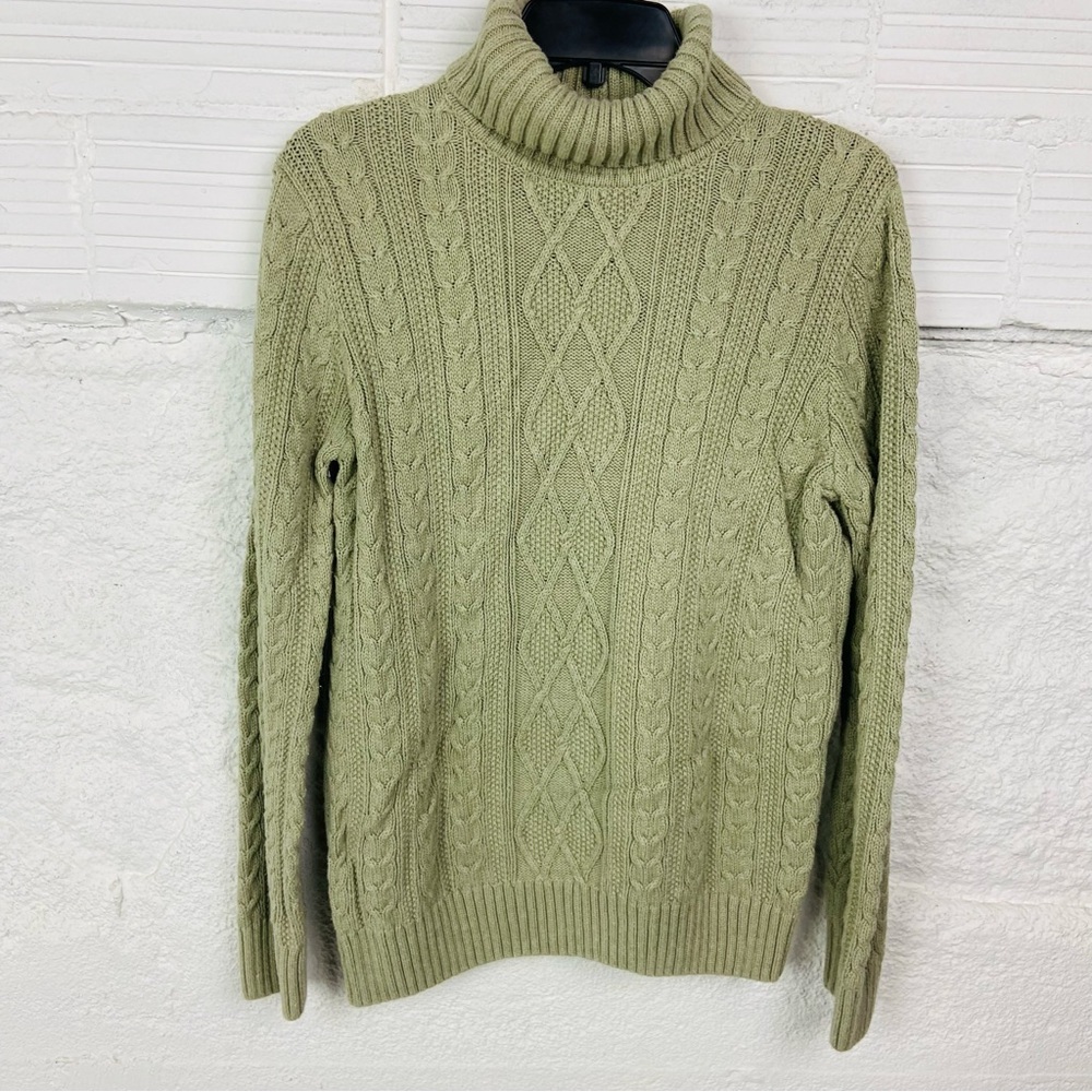 Croft & Barrow pastel green chunky knitted cotton turtleneck Sweater size XL - Picture 3 of 9